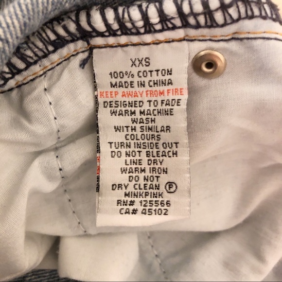 MinkPink jean shorts mid rise medium wash XXS - Picture 5 of 7